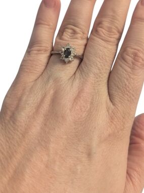 Sterling Silver Panther Head Ring with Black Stone